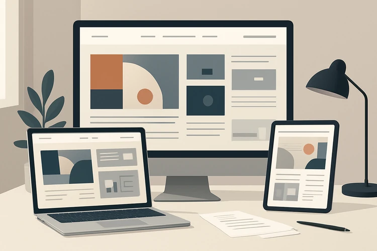 High-converting design agency portfolio shown across multiple devices.