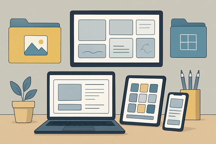 Visual asset library with stock photos, illustrations and mockups.