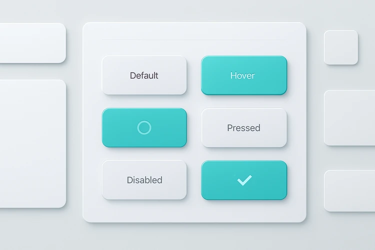 Button states used as micro-interactions in UI design.