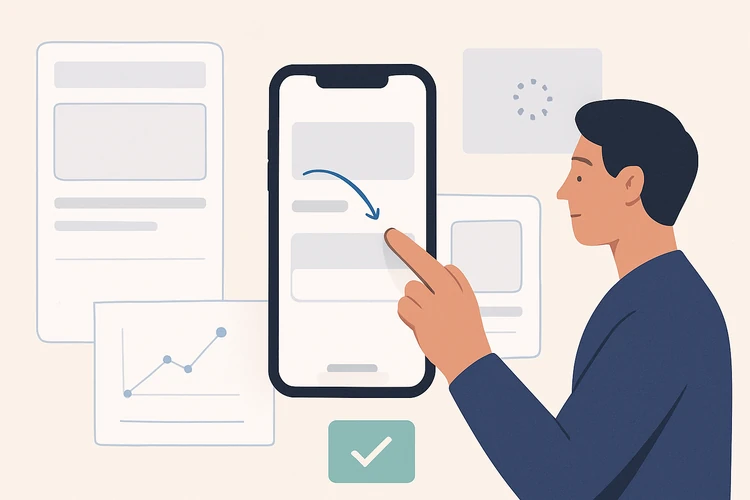 Mobile app micro-interactions for gestures and feedback.