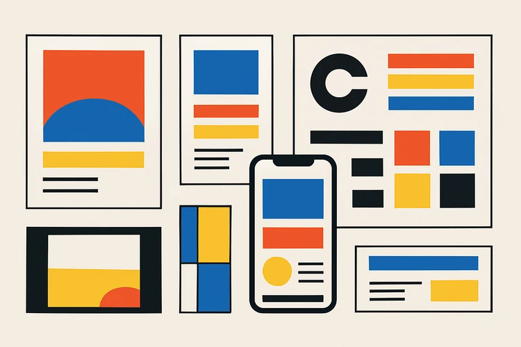Condensed typography used in bold modern brand layouts.